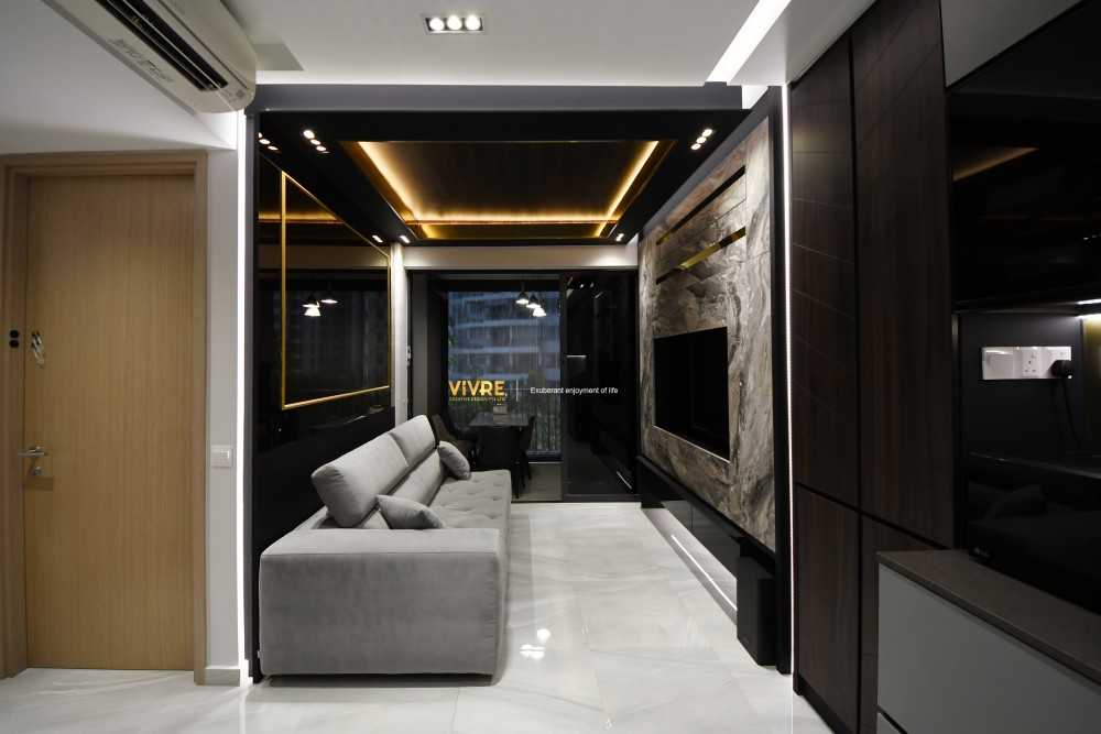 Modern Living Room with Bookshelf and TV Console