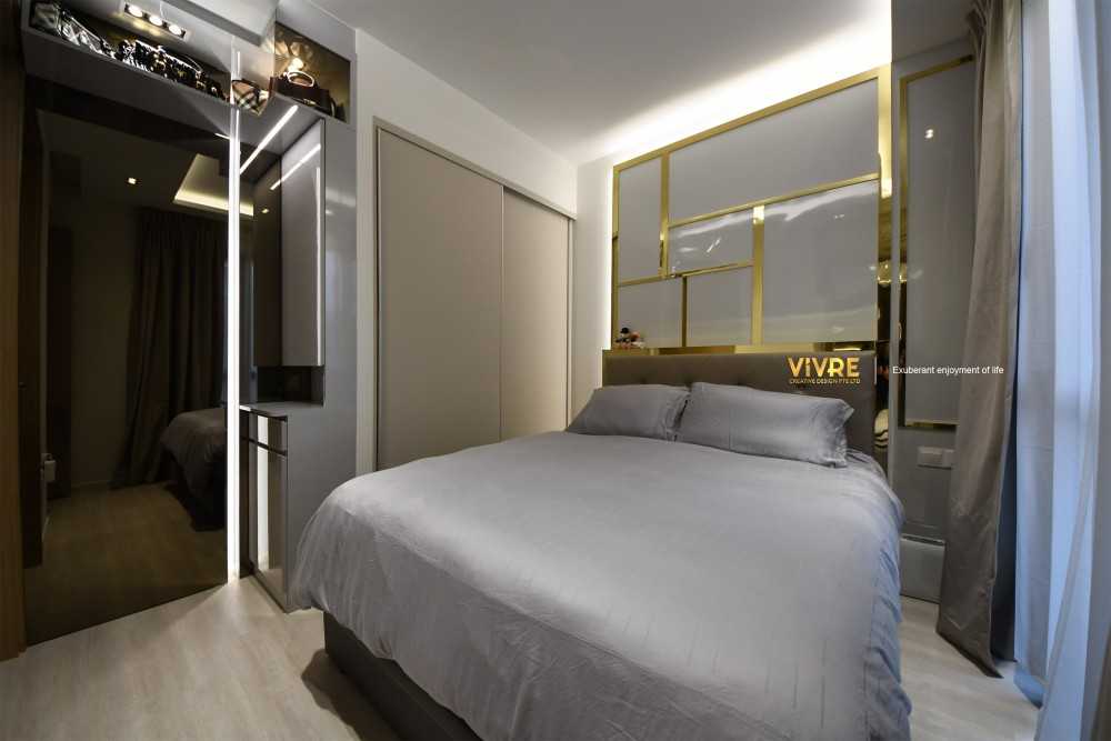 Modern Bedroom with Bookshelf and Vinyl Flooring