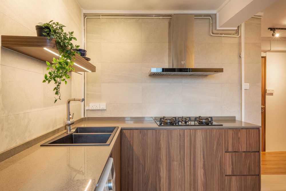 Modern Kitchen with Countertop and Vinyl Flooring