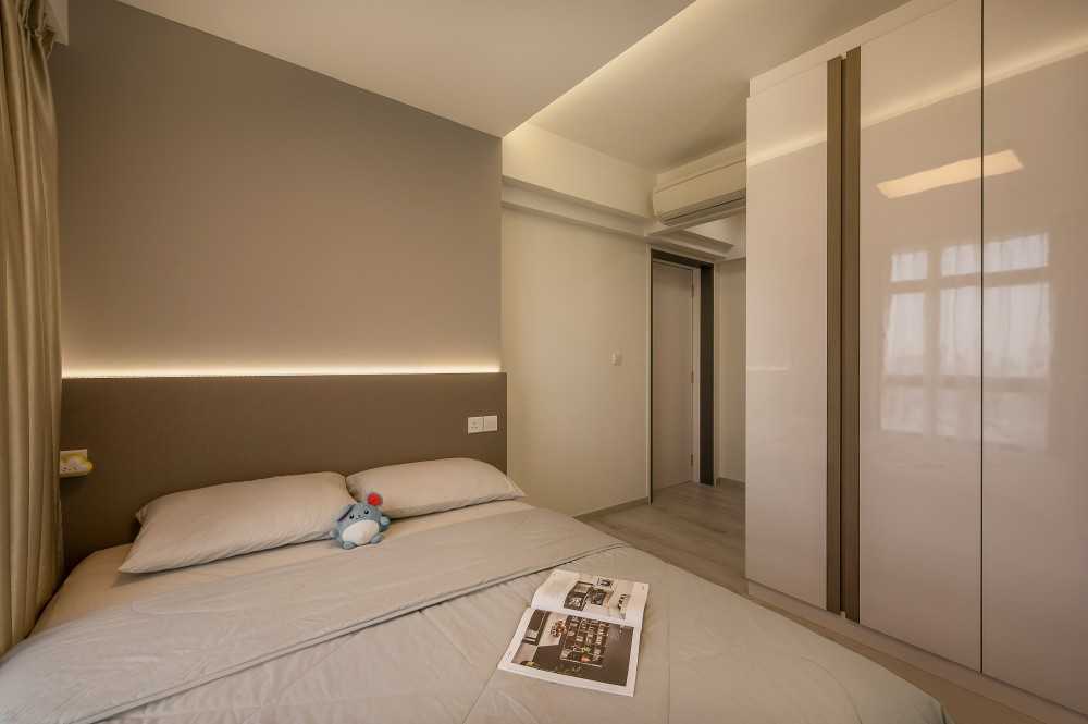 Contemporary Bedroom with Cove Lighting and Wardrobe
