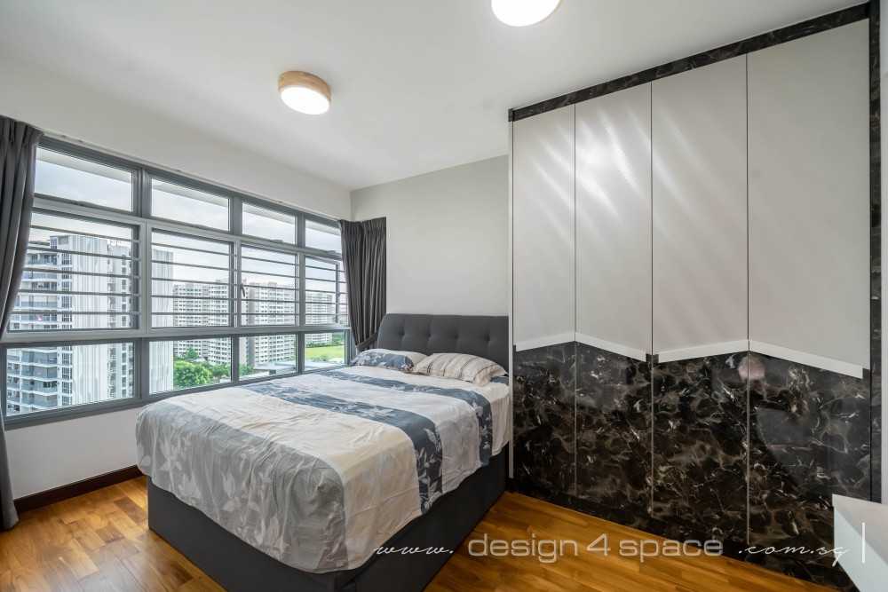 Contemporary Bedroom with Parquet Floor and Wardrobe