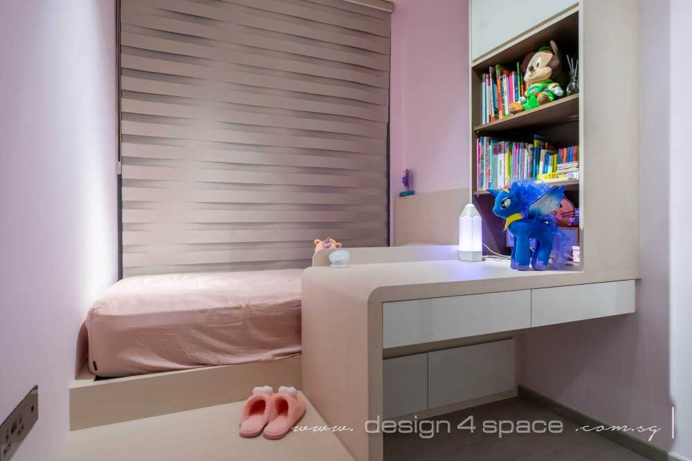 Contemporary Bedroom with Vinyl Flooring and Built-in Bed