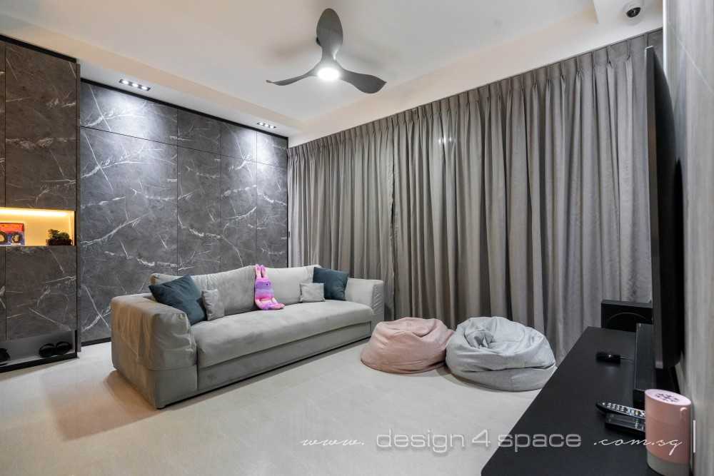 Contemporary Living Room with Vinyl Flooring and TV Console