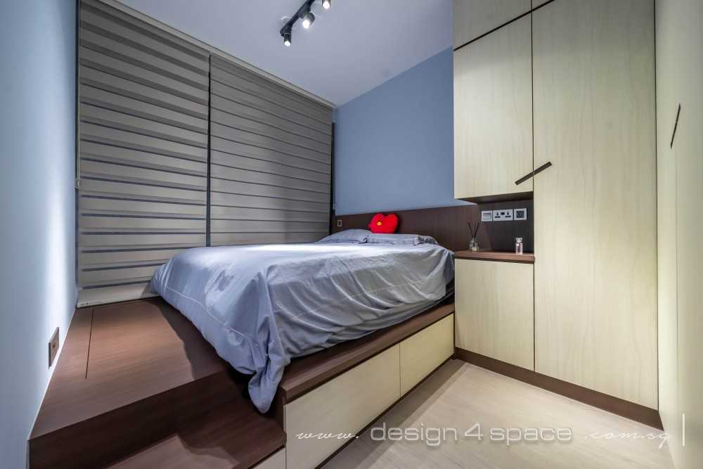Contemporary Bedroom with Vinyl Flooring and Built-in Bed