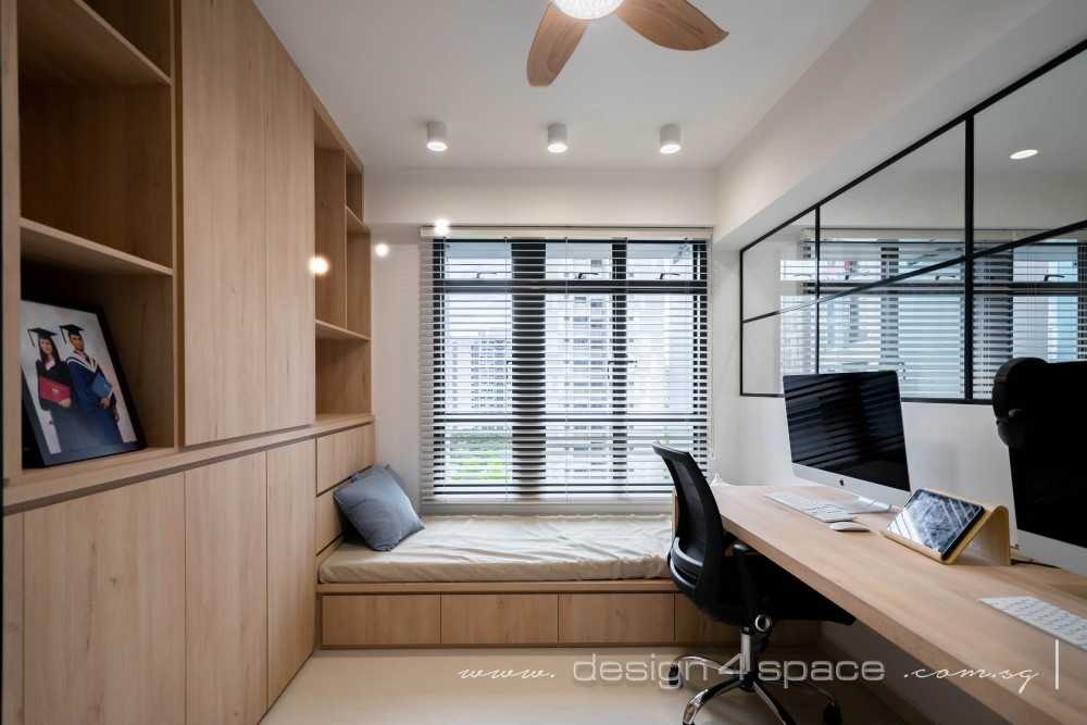 Scandinavian Study with Bookshelf and Desk