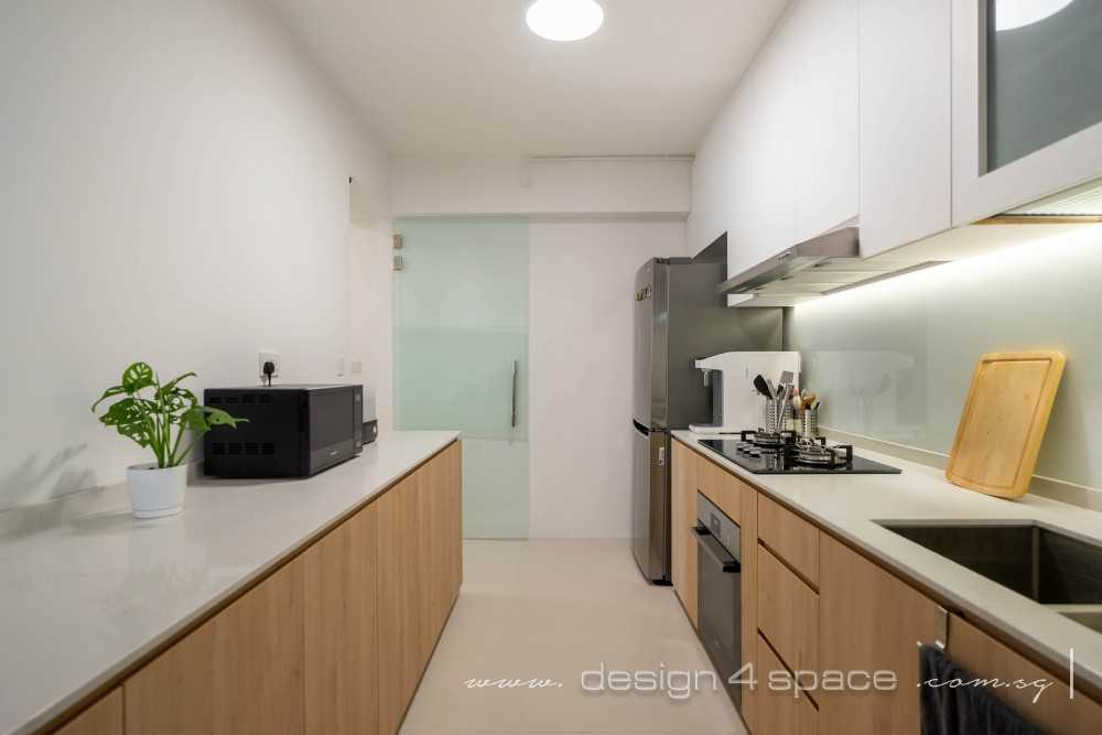 Scandinavian Kitchen with Homogeneous Tiles and Kitchen Window