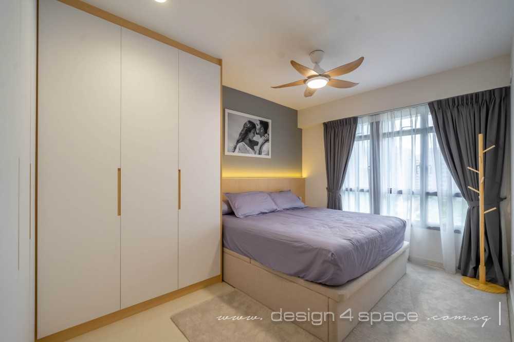 Scandinavian Bedroom with Homogeneous Tiles and Wardrobe