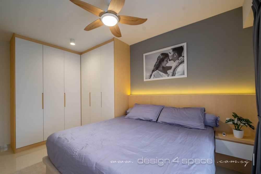 Scandinavian Bedroom with Homogeneous Tiles and Wardrobe