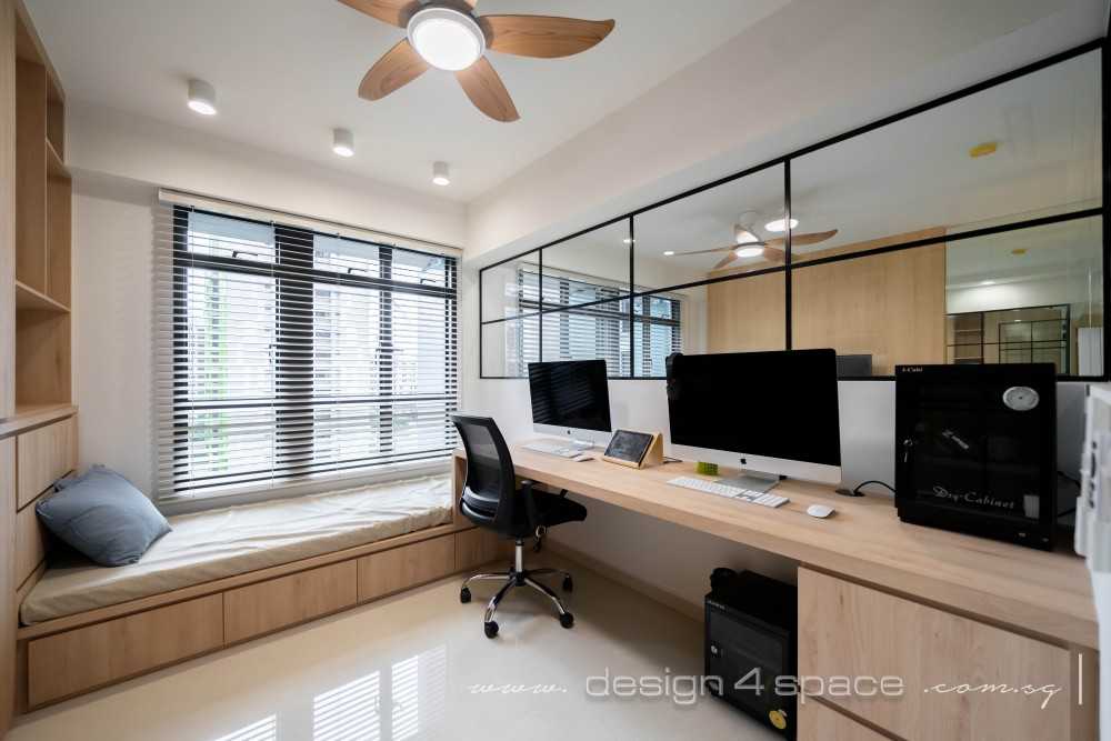 Scandinavian Study with Downlights and Desk