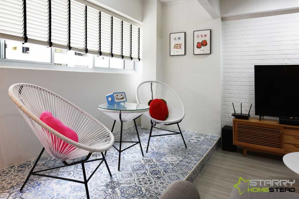 Scandinavian Living Room with Artwork and Tiles