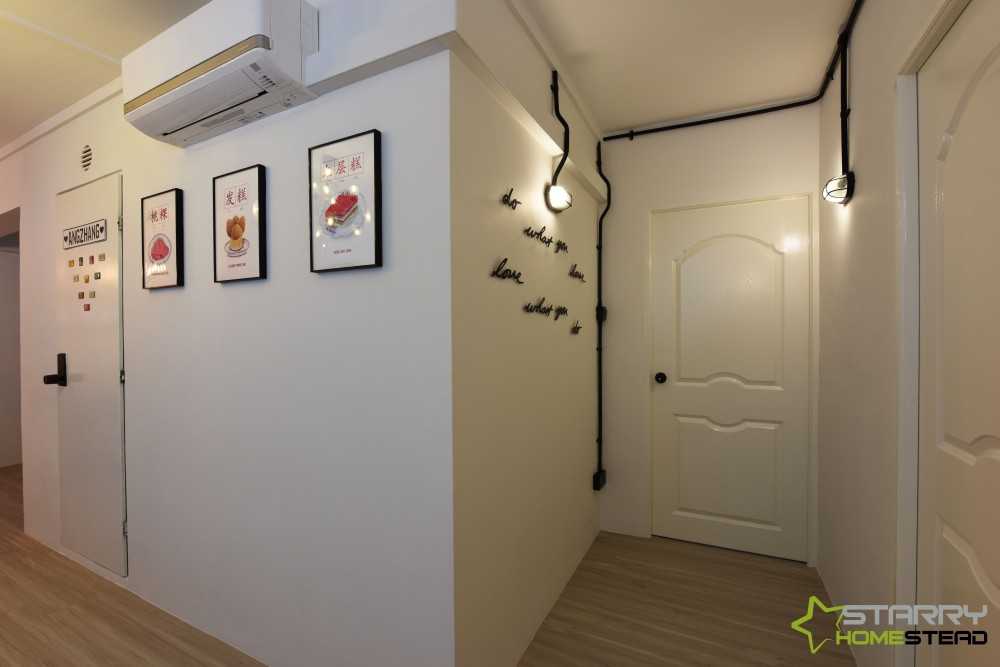 Scandinavian Hallway with Artwork and Paintings