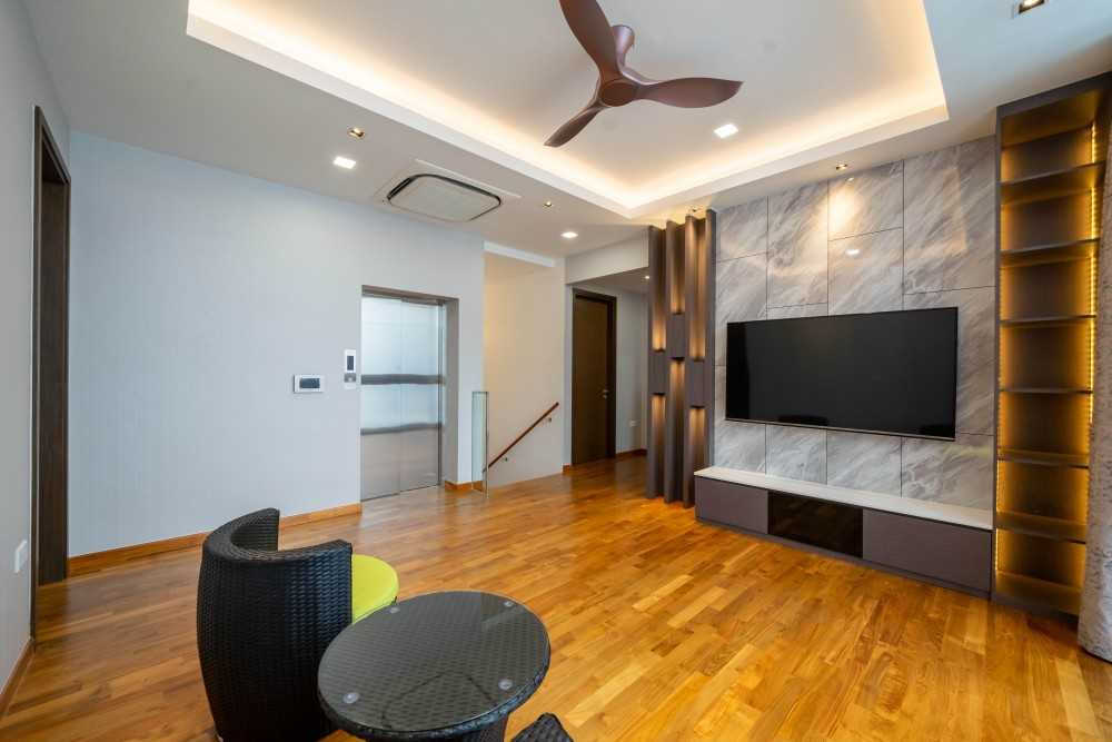 Modern Living Room with TV Console and Feature Wall