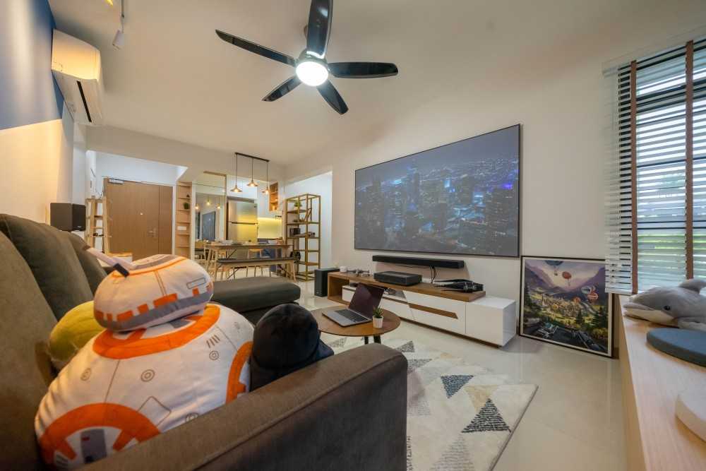 Scandinavian Living Room with TV Console and Sofa