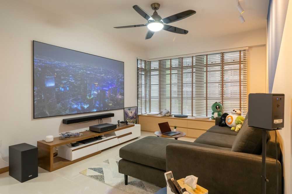 Scandinavian Living Room with TV Console and Sofa