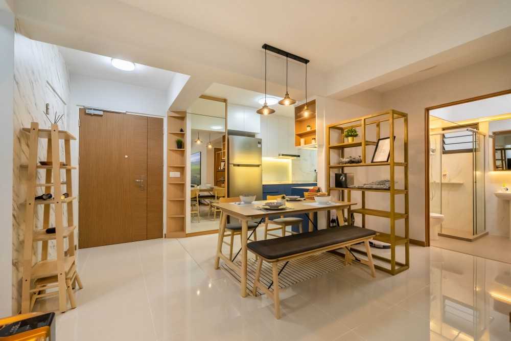 Scandinavian Dining Room with Downlights and Dining Table