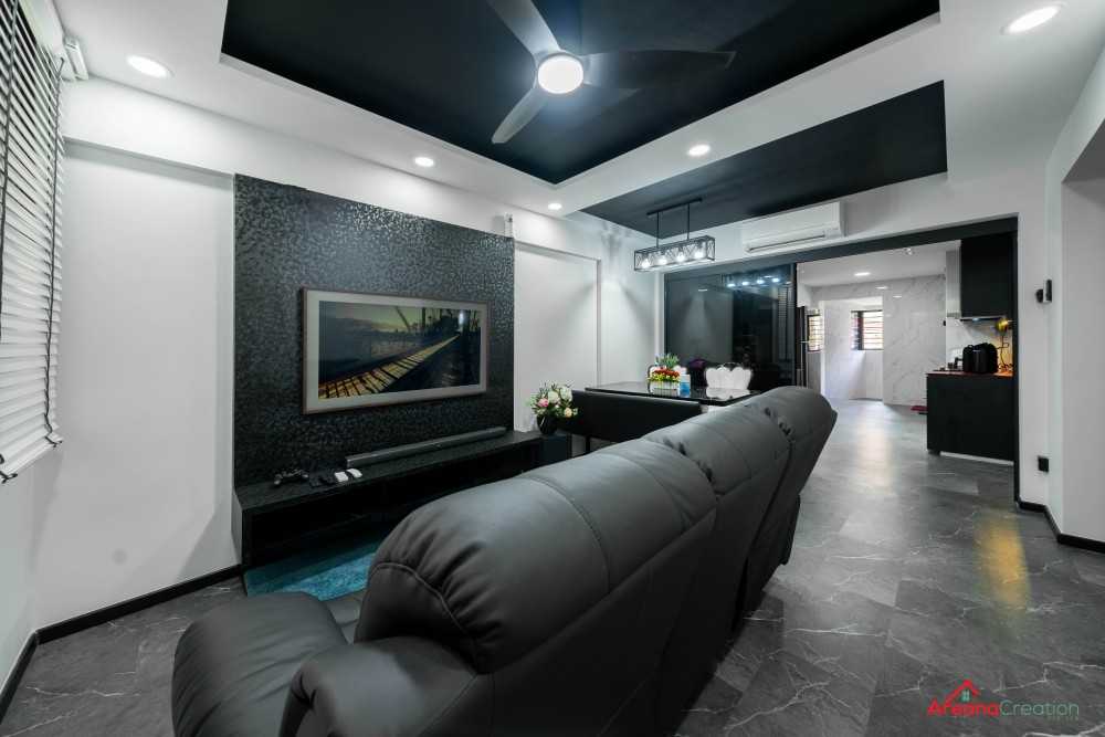 Contemporary Living Room with TV Console and Feature Wall