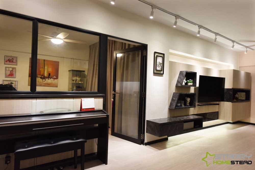 Scandinavian Living Room with Feature Wall and TV