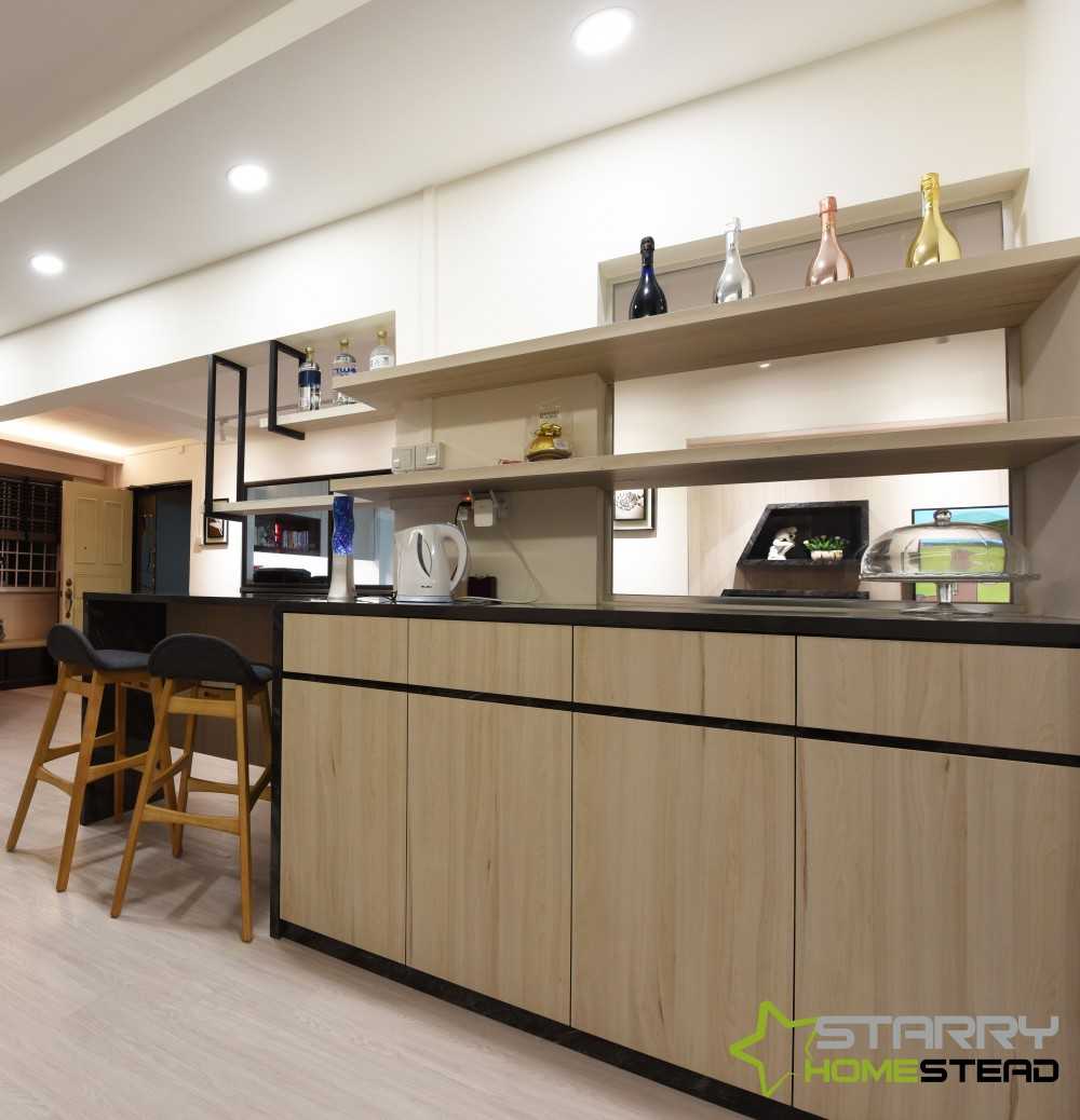 Scandinavian Living Room with Vinyl Flooring and Storage Cabinets