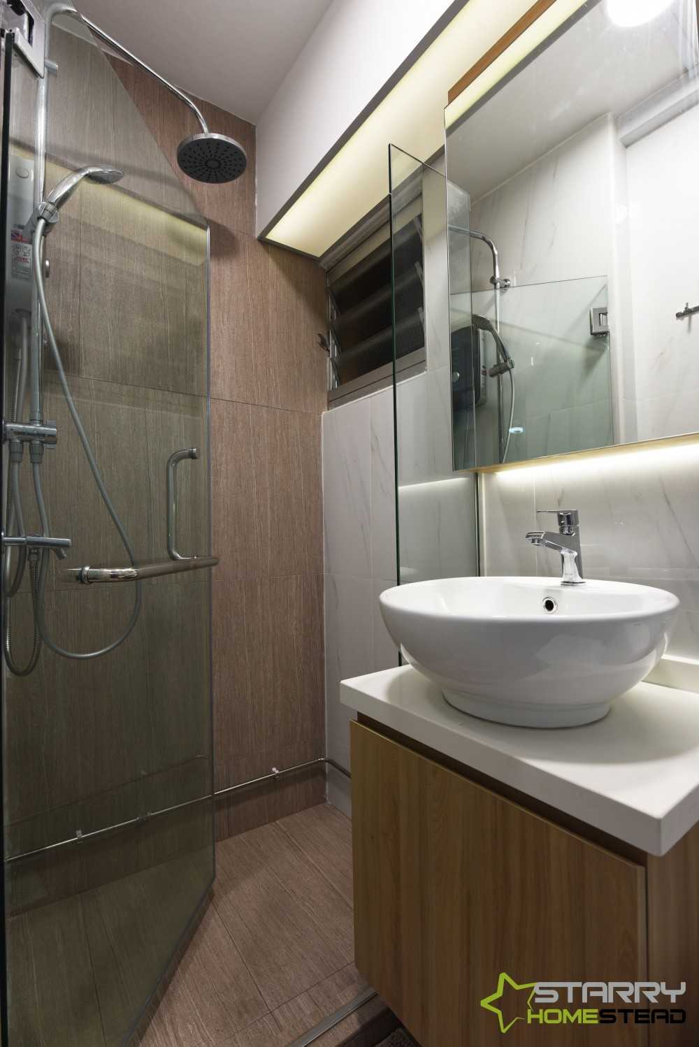 Scandinavian Bathroom with Mirror and Vanity Counter