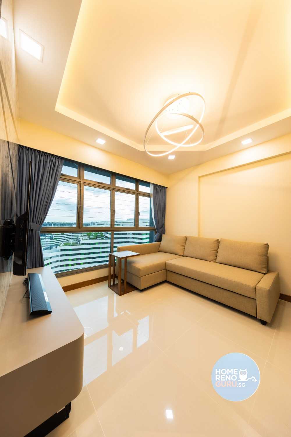Modern Living Room with TV Console and Feature Wall