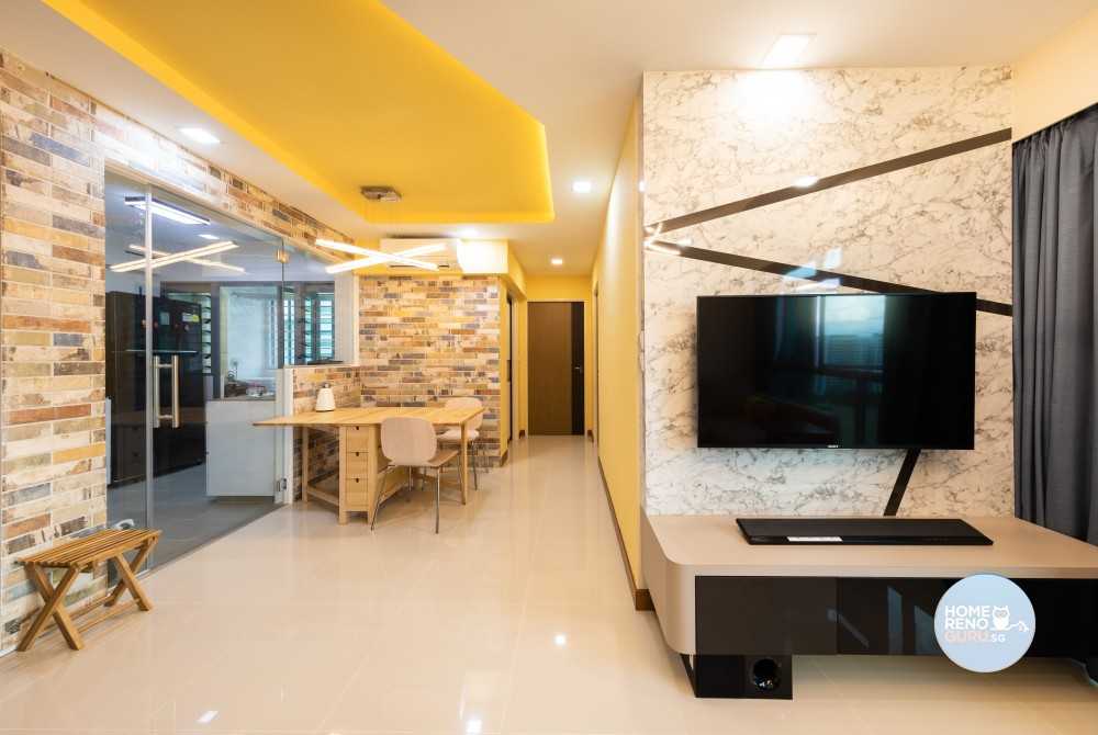 Modern Living Room with TV Console and Feature Wall