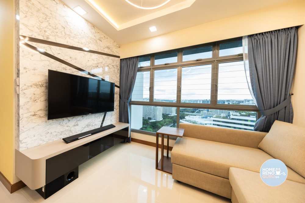 Modern Living Room with TV Console and Feature Wall