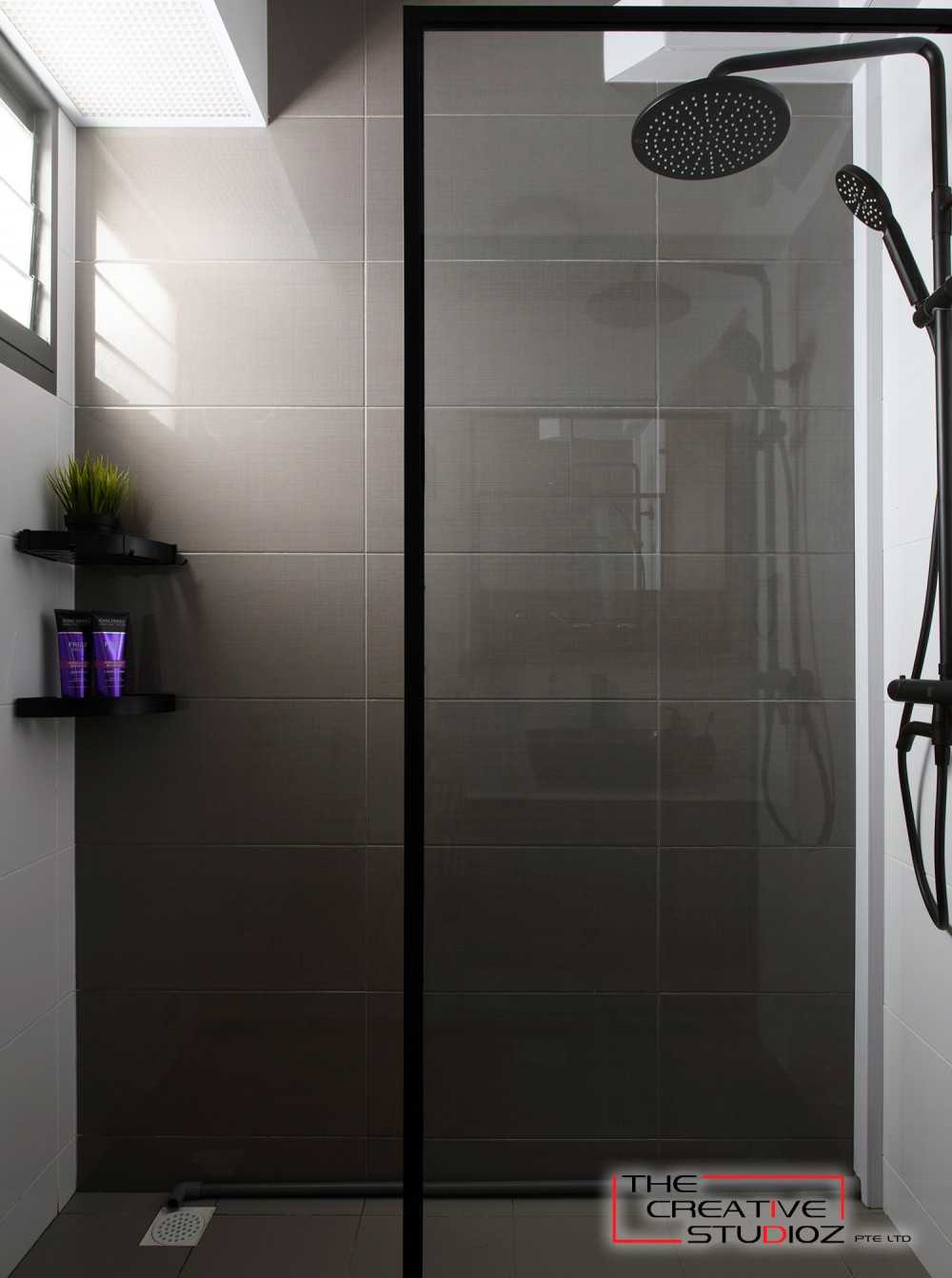 Scandinavian Bathroom with Shower Screen and Bathroom Accessories