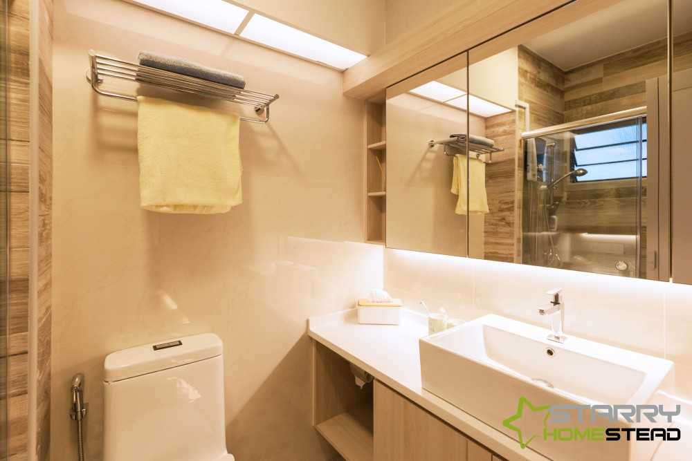 Scandinavian Bathroom with Mirror and Vanity Counter