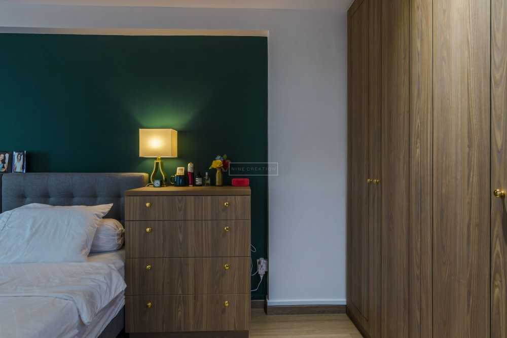Vintage Bedroom with Wardrobe and Bedside Table