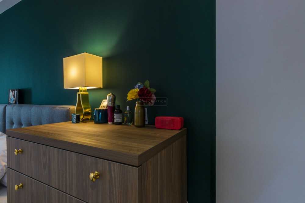 Vintage Bedroom with Bedside Table and Bedroom Dresser