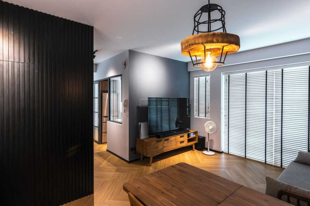 Contemporary Living Room with TV Console and Feature Wall