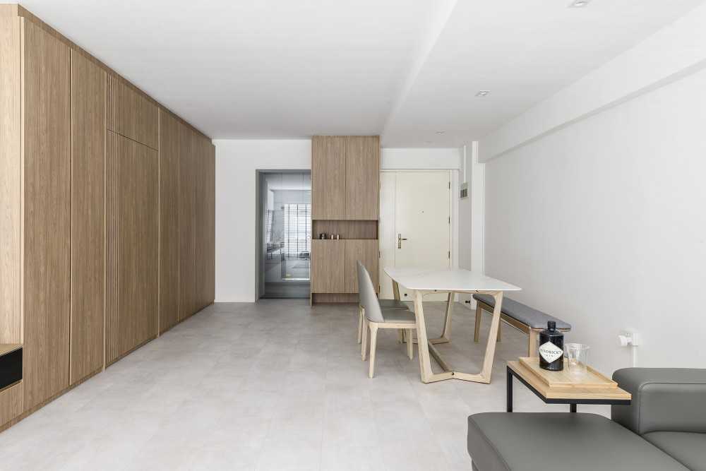 Minimalist Dining Room with Console Table and Drinkware