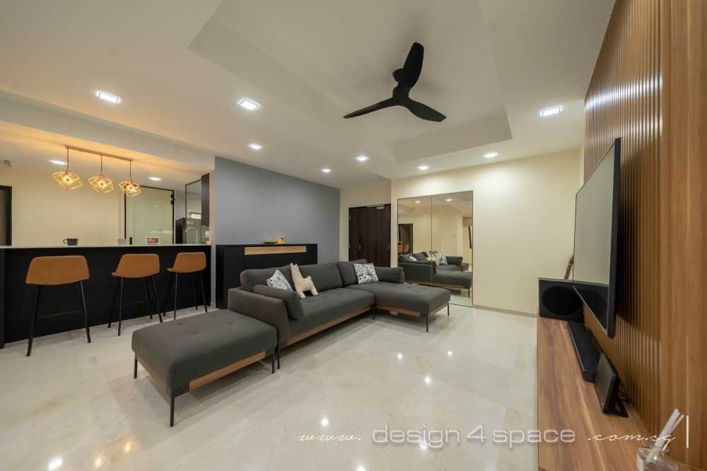 Contemporary Living Room with TV Console and Feature Wall