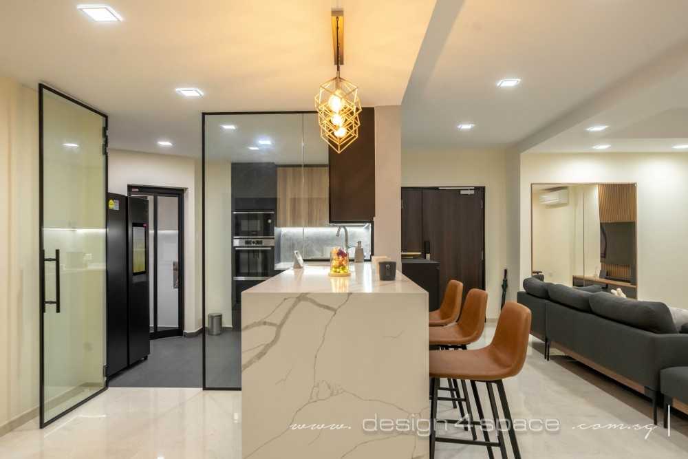 Contemporary Dining Room with Drop Light and Ceiling Light