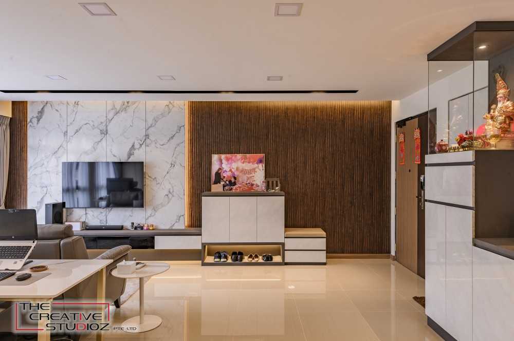 Modern Living Room with TV Console and Feature Wall
