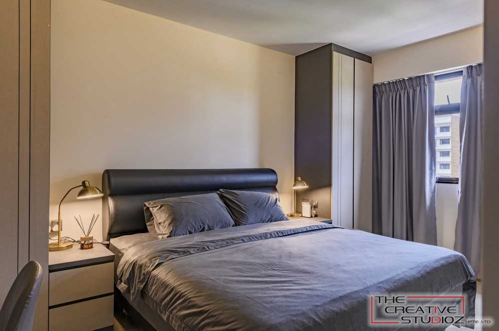 Modern Bedroom with Wardrobe and Bedside Table
