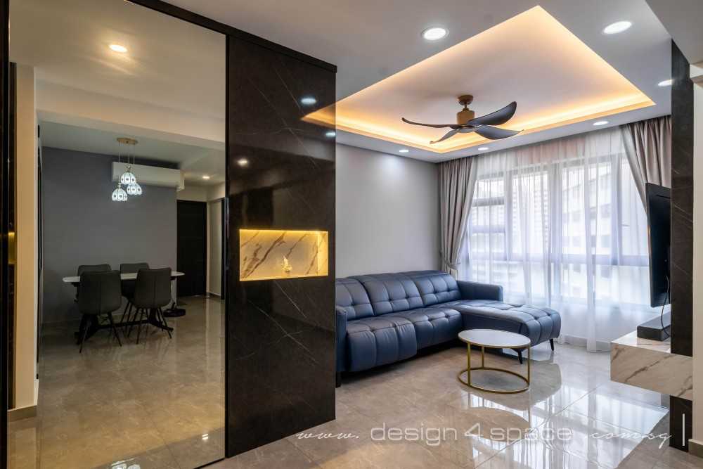 Contemporary Living Room with TV Console and Sofa
