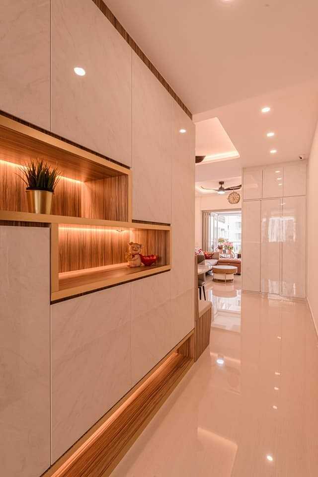 Contemporary Entryway with Seating Bench and Shoe Rack