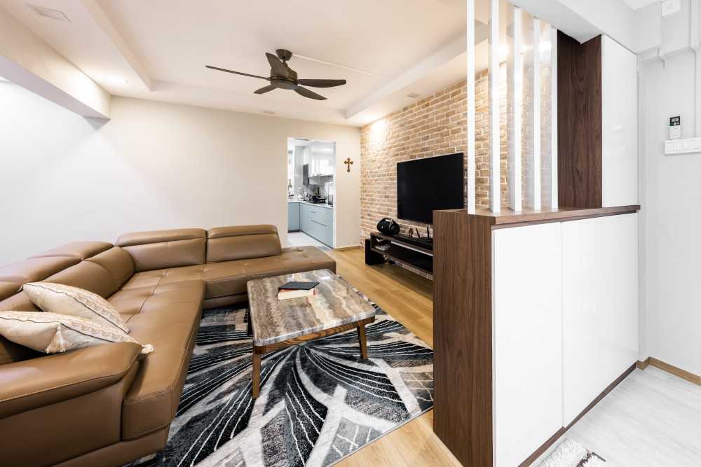 Modern Entryway with Vinyl Flooring and Feature Wall