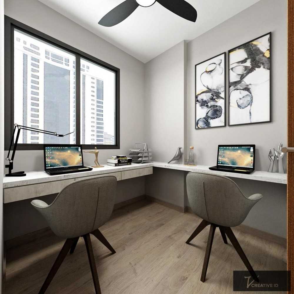 Contemporary Study with Desk Chairs and Storage Cabinets
