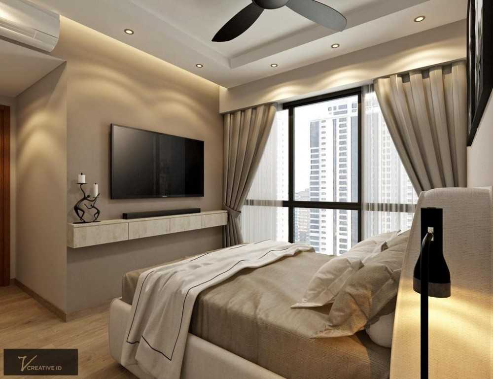 Contemporary Bedroom with Ceiling Light and Wardrobe