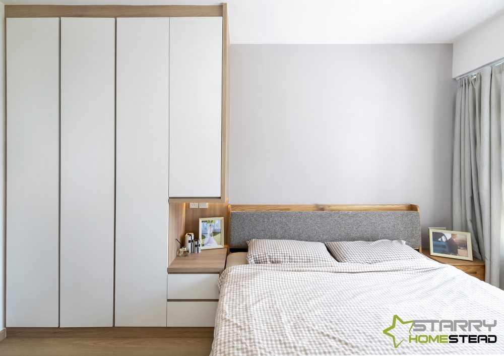 Scandinavian Bedroom with Queen Bed and Bed