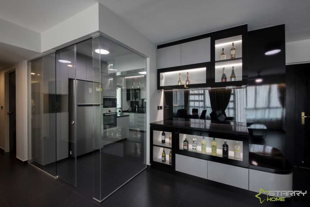 Modern Living Room with Display Cabinets and Wine Storage