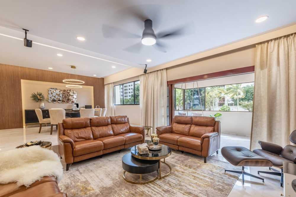 Minimalist Living Room with Ceiling Light and Carpet