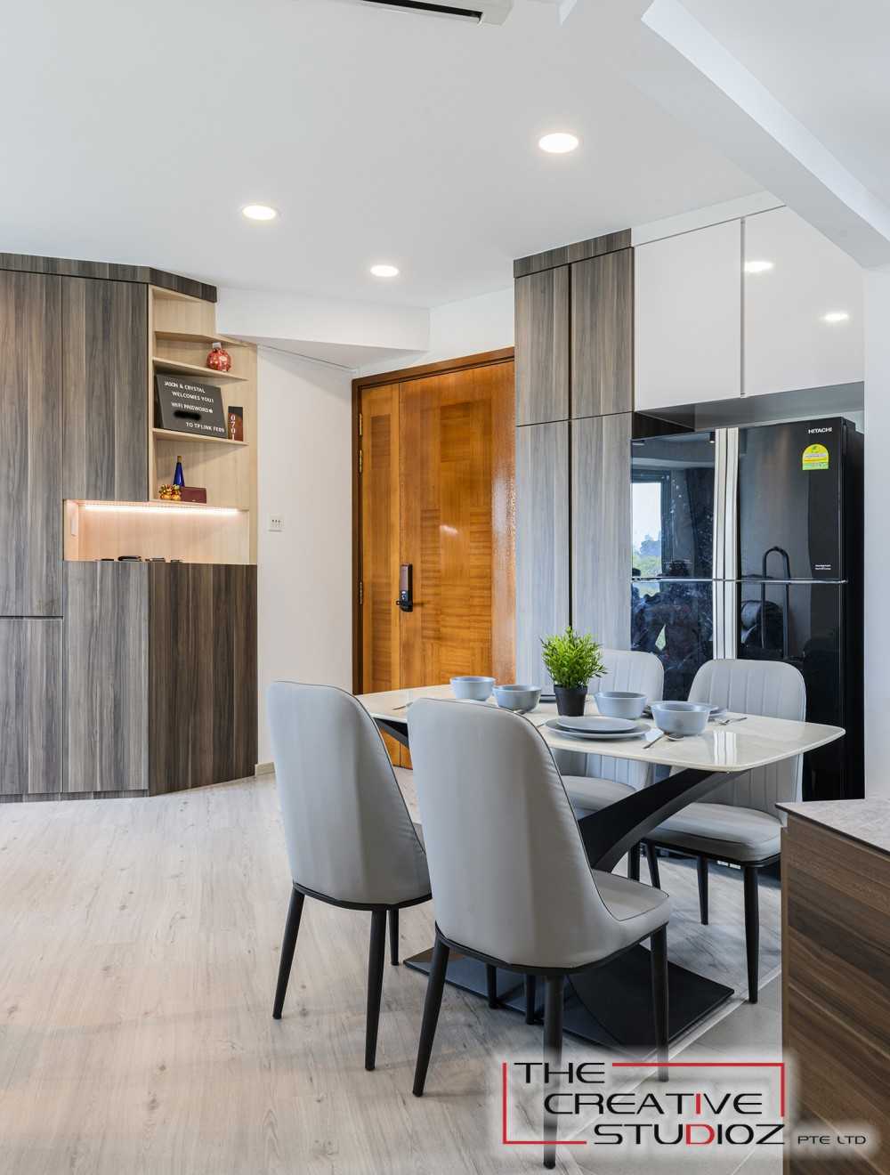 Scandinavian Dining Room with Downlights and Dining Table