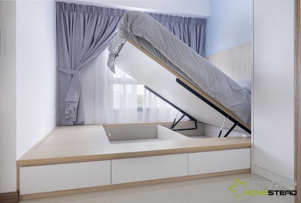 Industrial Bedroom with Platform Bed and Bed