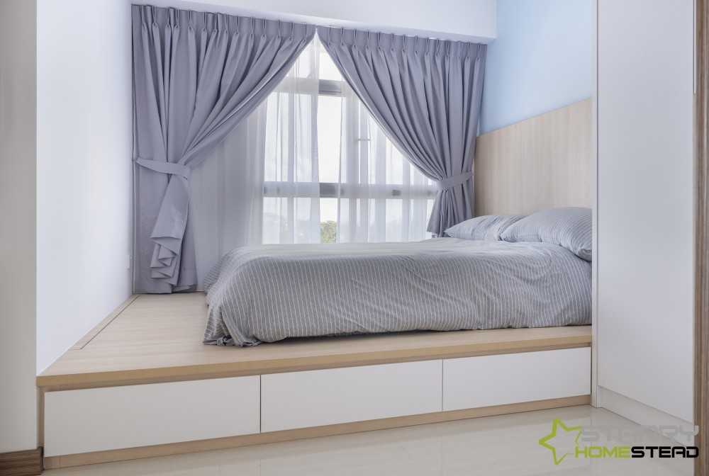 Industrial Bedroom with Platform Bed and Bedroom Dresser