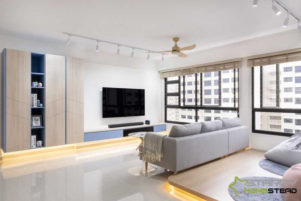Scandinavian Living Room with TV Console and TV
