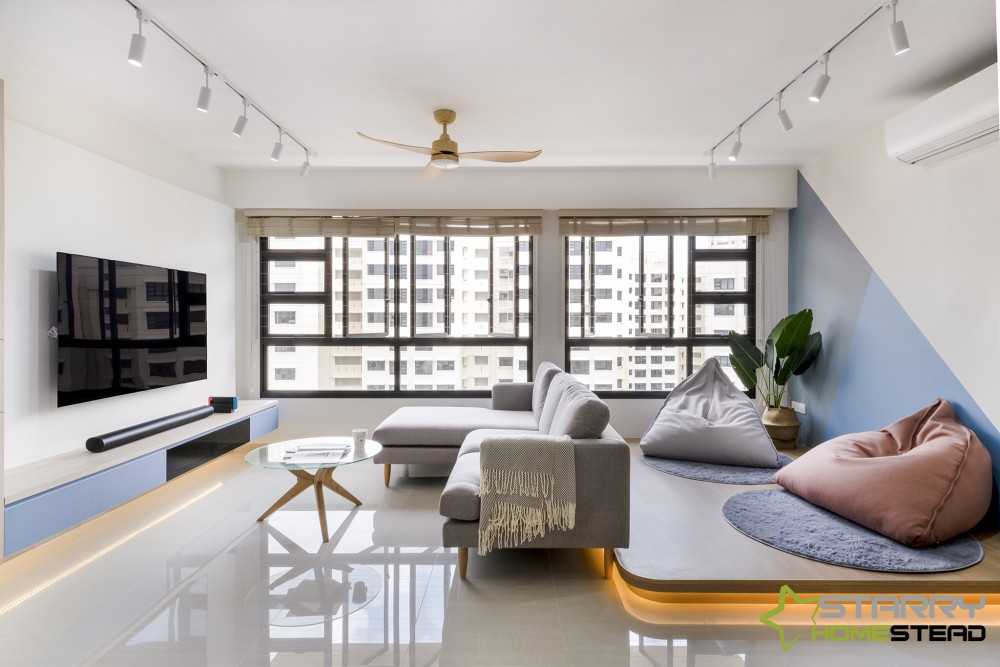 Scandinavian Living Room with Sofa and TV