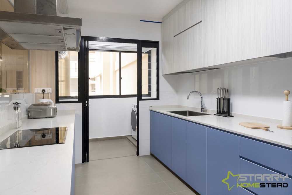 Scandinavian Kitchen with Cupboard and Kitchen Tap